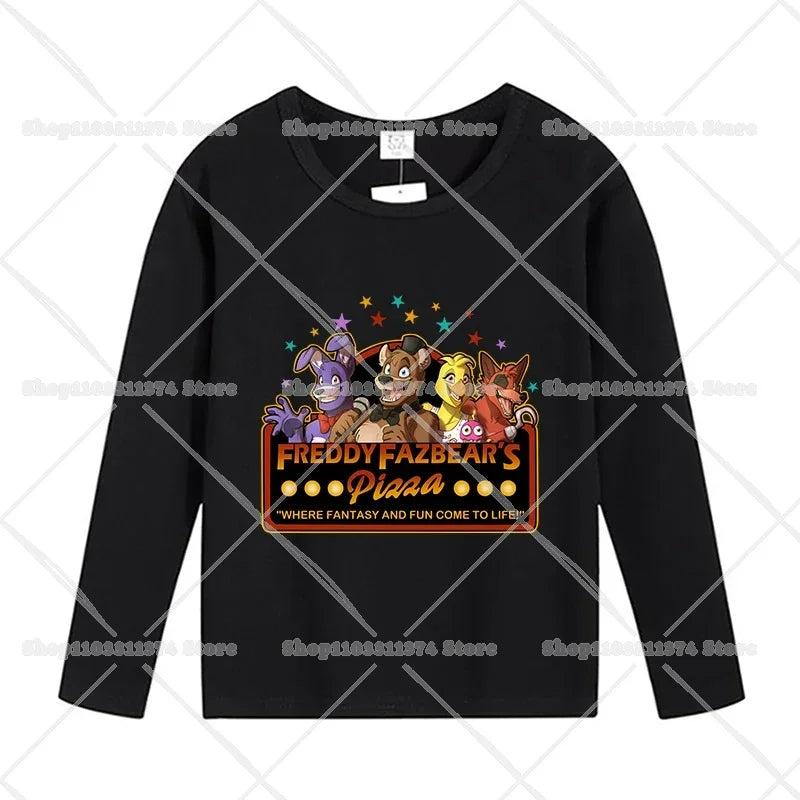 Five Nights At Freddys Long Sleeves Kids T-shirts Anime FNAF Tee Tops Cotton Fashion Children Clothes Undershirt Birthday Gift