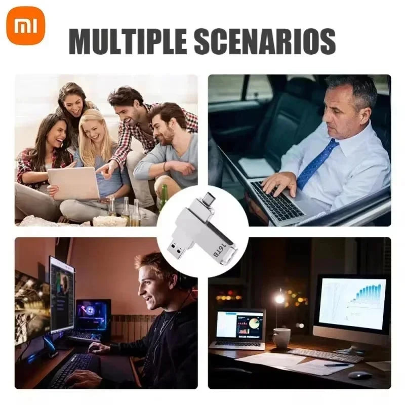 Xiaomi USB 3.2 16TB USB Flash Drive Memory Type-C 2-In-1 8TB 4TB OTG Pendrive 2TB High Speed Flash Disk 1TB For PC Laptop