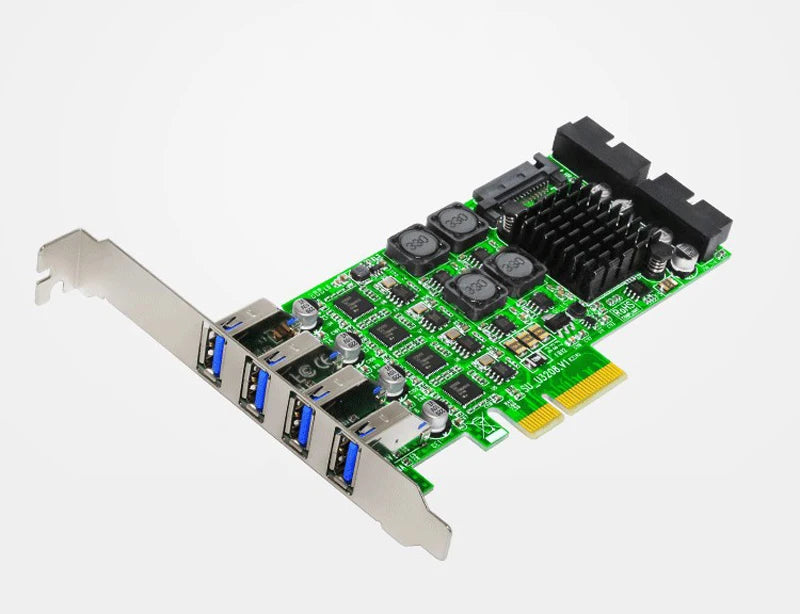 PCI Express USB 3.0 Expansion Card PCI-E X4 to 4 Port USB 3.0 + 2x 19Pin Header SATA Power Supply PCIE USB3.0 Controller Adapter