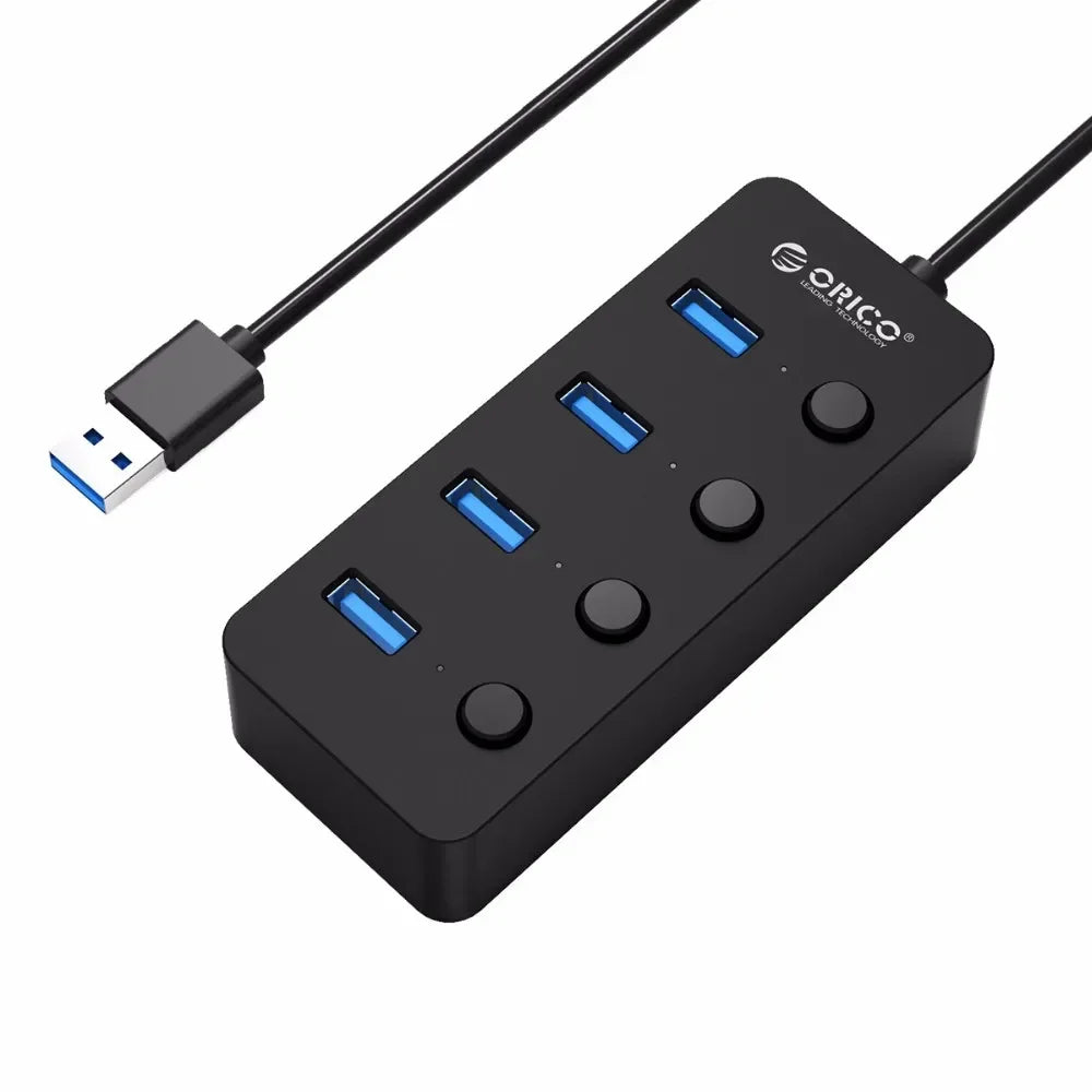 ORICO USB 3.0 Hub Splitter 4 Ports USB HUB With Individual Power Switches Multi USB Splitter OTG Adapter for Laptop Accessories