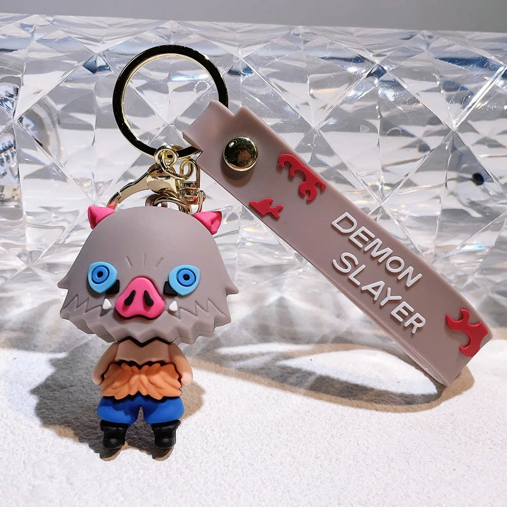 Anime Demon Slayer Pendant Keychain Cute Kamado Tanjirou Rengoku Kyoujurou Keychain Cosplay Keyring Souvenir Gift