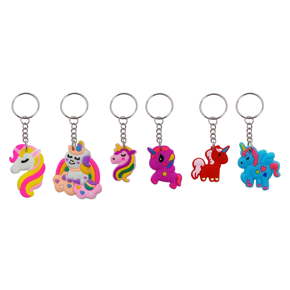 33pcs Cute PVC Animal Keychain Cartoon unicorn Key Chain Ring Fashionable decoration Wallet bag Accessories Ideal Party Gifts