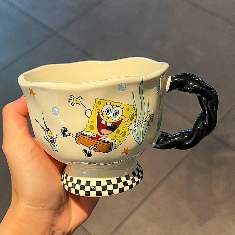 Cute SpongeBob Mugs Cartoon SquarePants Patrick Star Coffee Tea Milk Mugs Cups 400ML Creative Office Water Cup Anime Girls Gifts