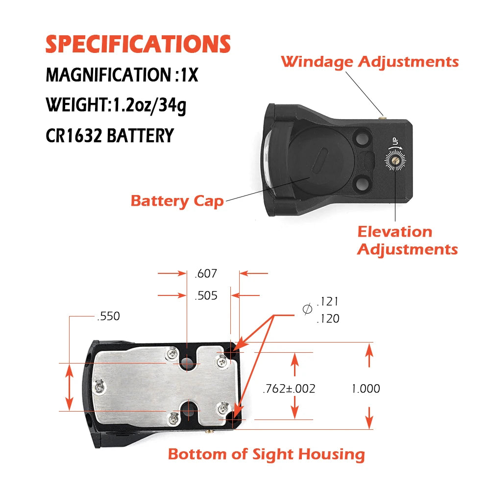 M1 Open 3MOA Green Or Red Dots Sight With Full Original Marking Tactical Airsoft Optics With 20mm Rail And universal mount