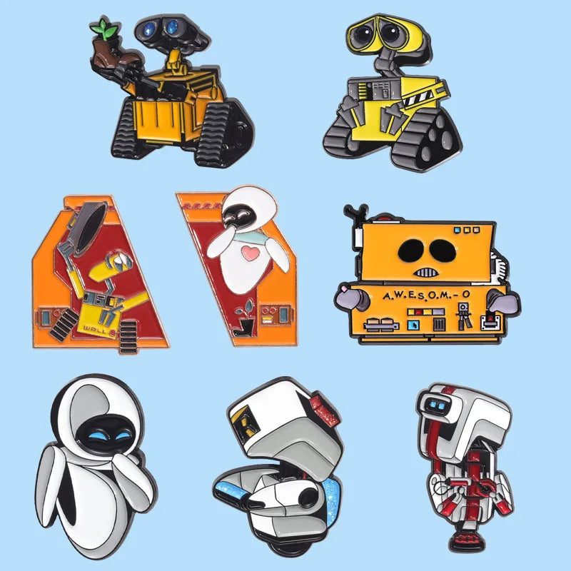 Classic Cartoon Movie Walle Eve Robot Enamel Pins for Backpack Bag Metal Brooch Badges Gifts for Fans Collection