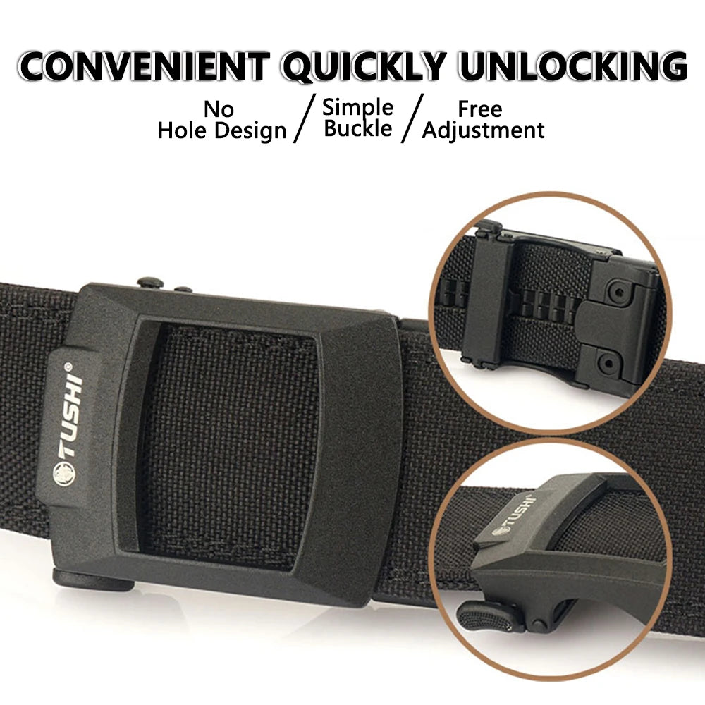 TUSHI 4.3cm Tactical Gun Belt for Men Multi-size 1100D Nylon Metal Automatic Buckle Police Military Belt Hunting IPSC Girdles