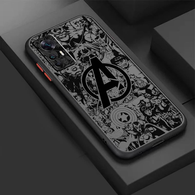 Marvel Avengers Logo Art Frosted Translucent For Xiaomi Mi 13 12 12T 11T 11 11i 10T 10 9T Pro Lite Ultra 5G Phone Case