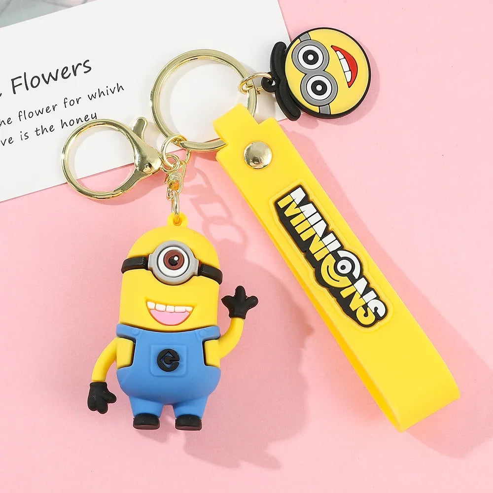 Cartoon Minions Keychain Kawaii Silicone Pendant Keyring Chinese Zodiac Cosplay Accessories for Car,Backpack,Keys