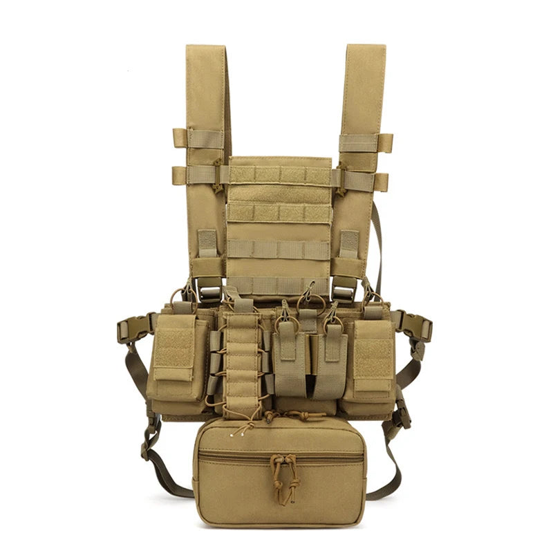 Military Tactical Vest Chest Rig with Adjustable Straps & Large Capacity Pouch for Outdoor Adventure & Tactical Missions