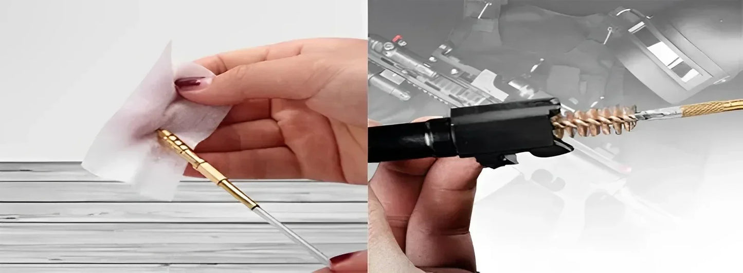 Tactical .177 .17cal .30cal .270 / 8 .280cal 22LR .22 Gun Cleaning Kit With Brass Jag Slotted Patch Loops Flexible Rod And Pouch