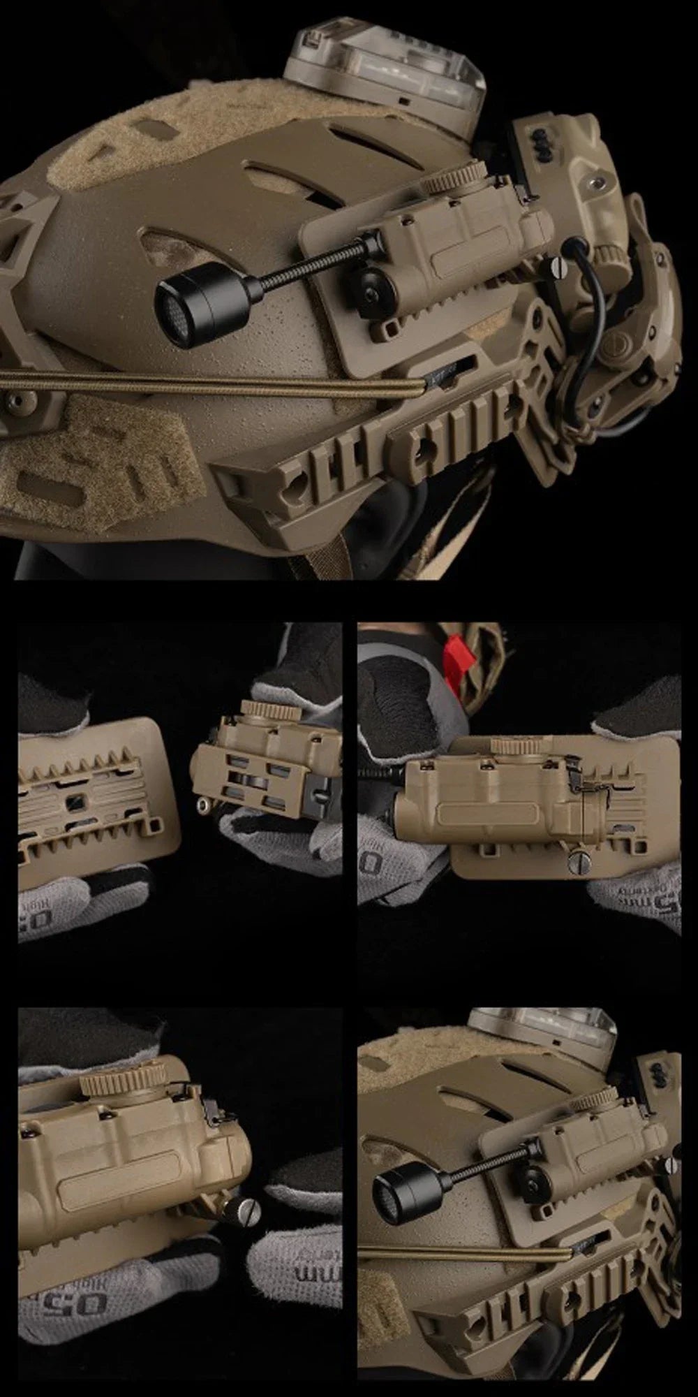 Tactical Helmet Lamp Head Lantern with Multi-color IR Light for Weapon Lights and Emergency Signal Outdoor Hunting Camping