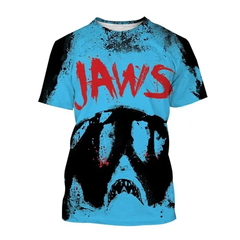 Horror Movie Jaws T-Shirts Shark 3D Printed Streetwear Men Women Fashion Oversized Short Sleeve T Shirt Kids Tees Tops Clothing