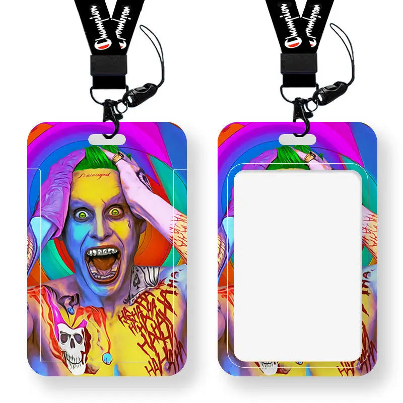 DC Joker Harley Quinn Anime Movie Periphery Student Campus Card Cover Creative Cartoon Lanyard Work Card Protective Cover Gifts