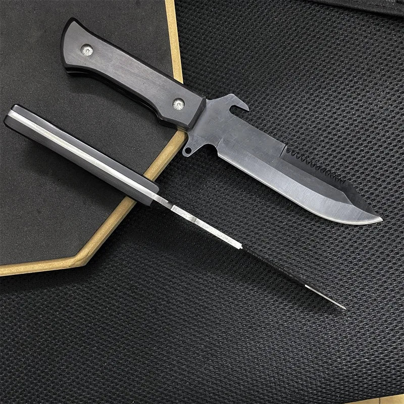 Tactical Hunting Knife Full Tang 8CR13MOV Blade Wood Handle Survival Tools Pocket Knife High Hardness Self Defense Combat Knives