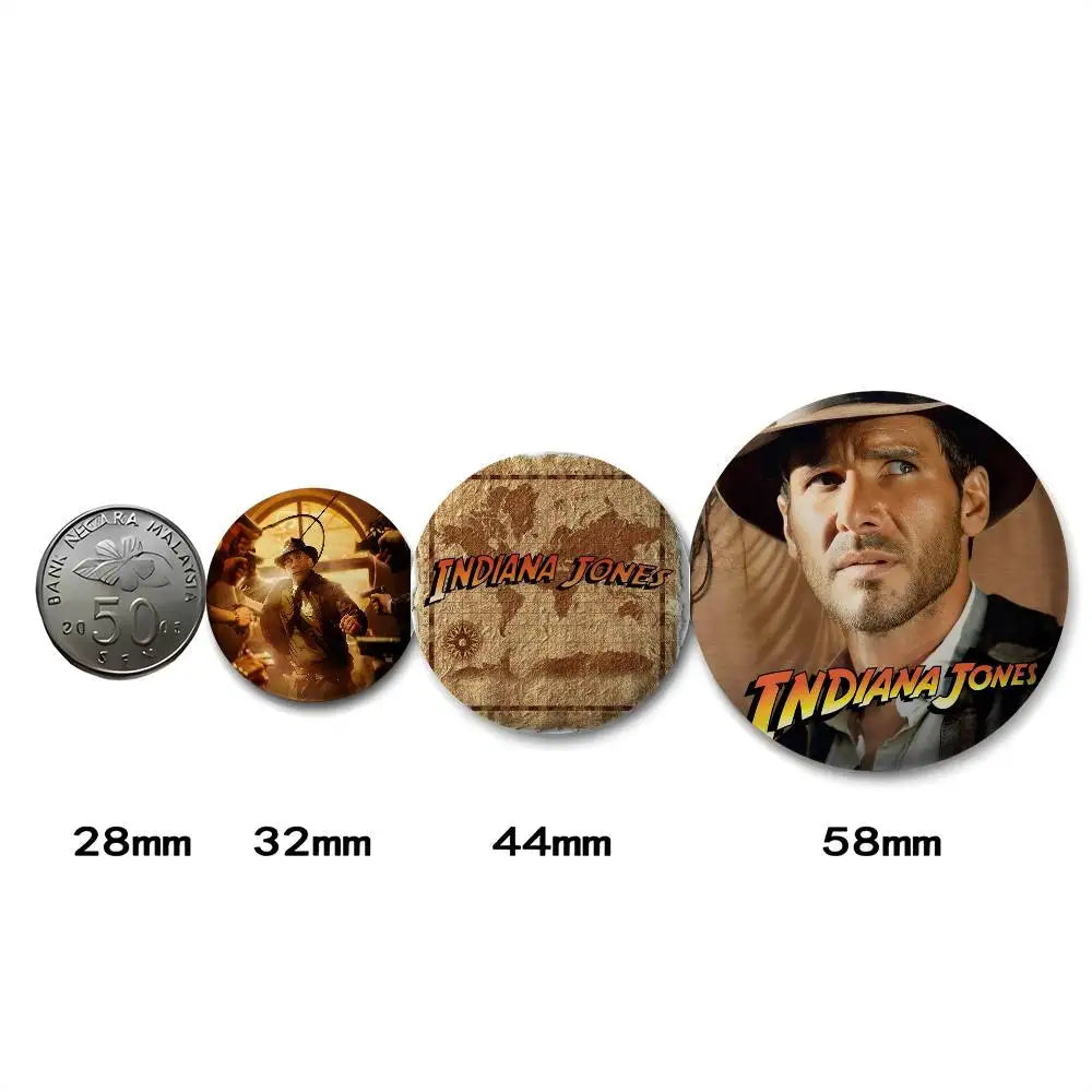 Classic Movie I-Indiana J-Jones Badges Round Exquisite Badge Brooches Creative Pins For Clothes Hat Backpack Gift Accessories
