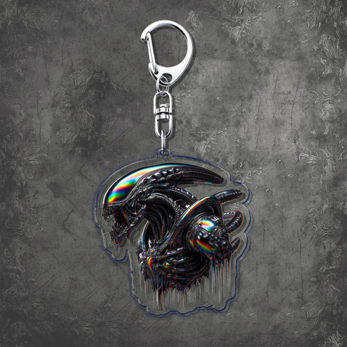Horror Scary Classic Movie Keychain Key Chain Ring for Bag Xenomorph Sci Fi Keyring Jewelry Gamer Fans Gaming Gift