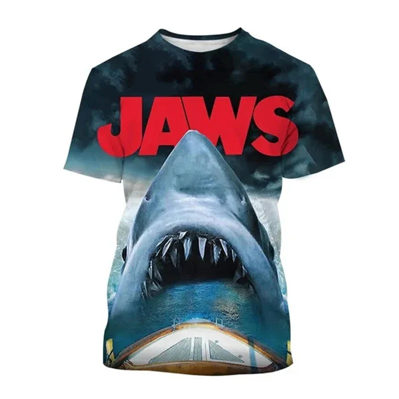 Horror Movie Jaws T-Shirts Shark 3D Printed Streetwear Men Women Fashion Oversized Short Sleeve T Shirt Kids Tees Tops Clothing