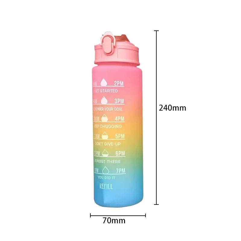Portable Water Bottle Motivational Sports Water bottle with Time Marker Leak-proof Cup for Outdoor Sport Fitness BPA Free