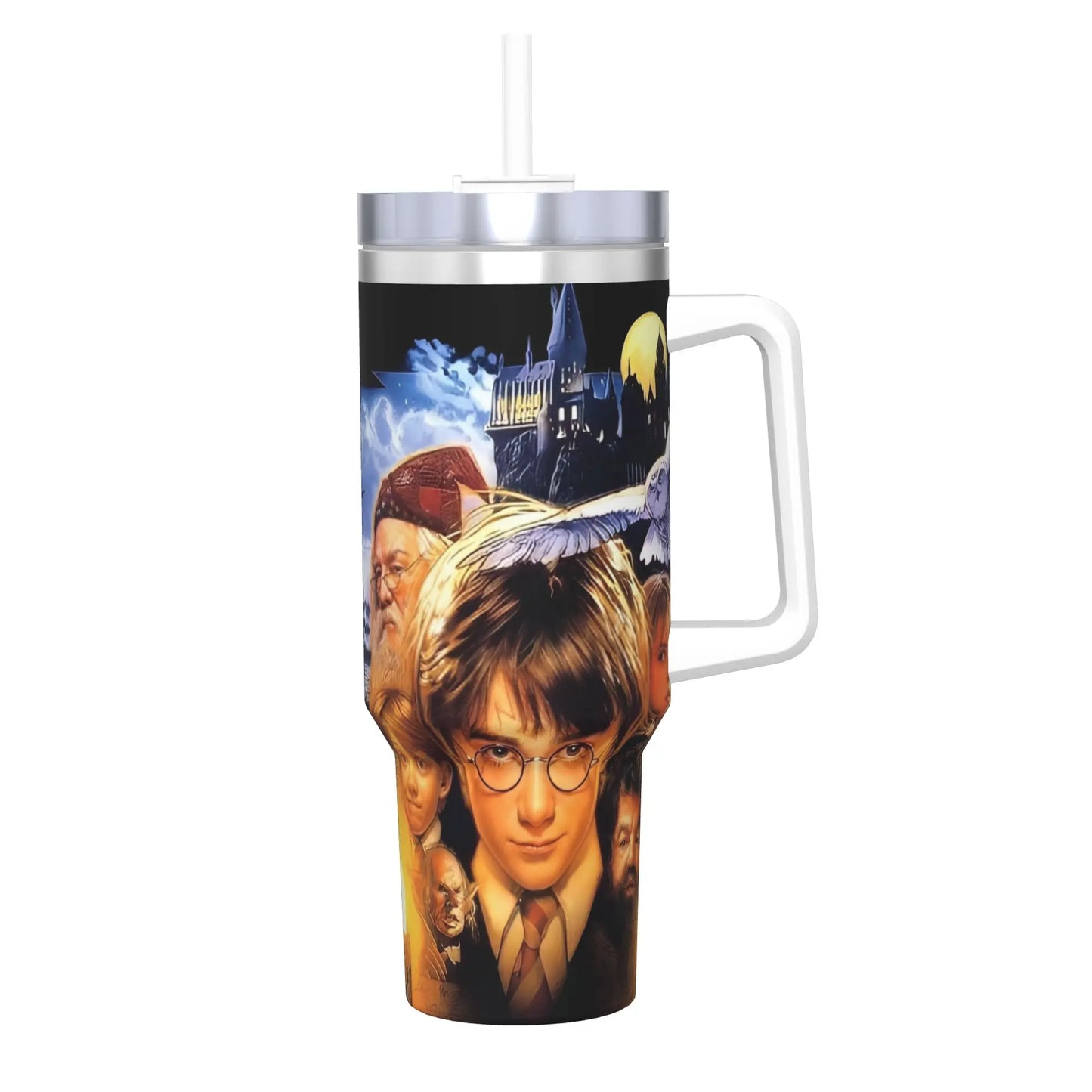 H-HARRY Movie Car Mugs With Straws  P-POTTER Travel Cold and Hot Water Bottle Portable Large Capacity Coffee Mug