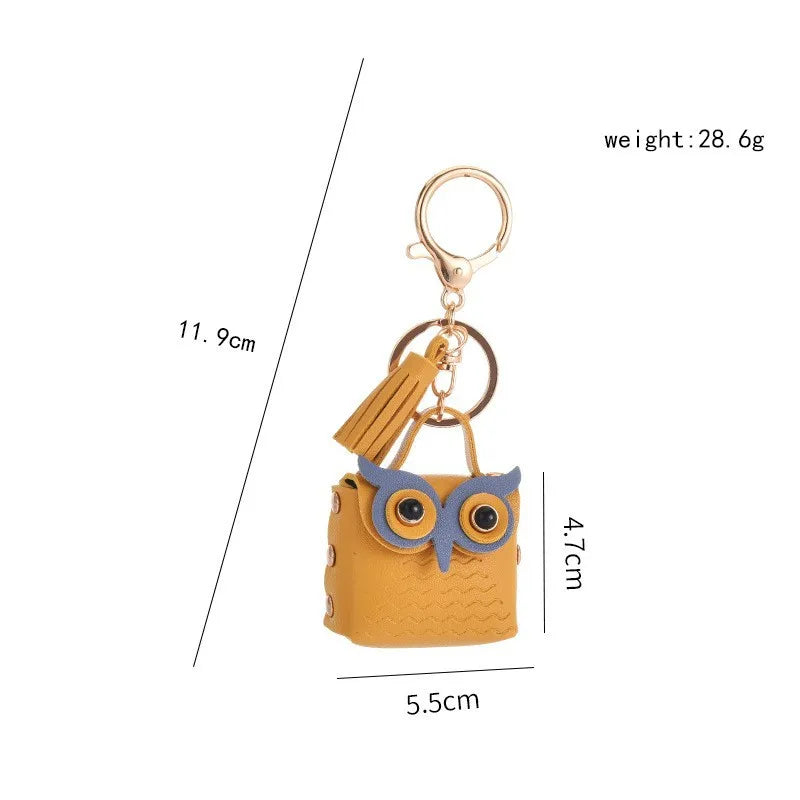 1 PC Cute Key Bag Owl Coin Purse Mini School Bag Car Key Chain Pendant Lady Wallet PU Leather Coin Purses Coin Purse Keychain