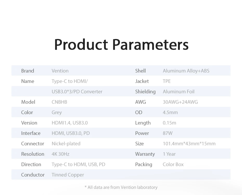 Vention  5 in 1 USB C Hub 4K HDMI USB 3.0 HUB PD Multiport Adapter for MacBook Pro/Huawei Mate 60/iPad Pro Splitter USB HUB