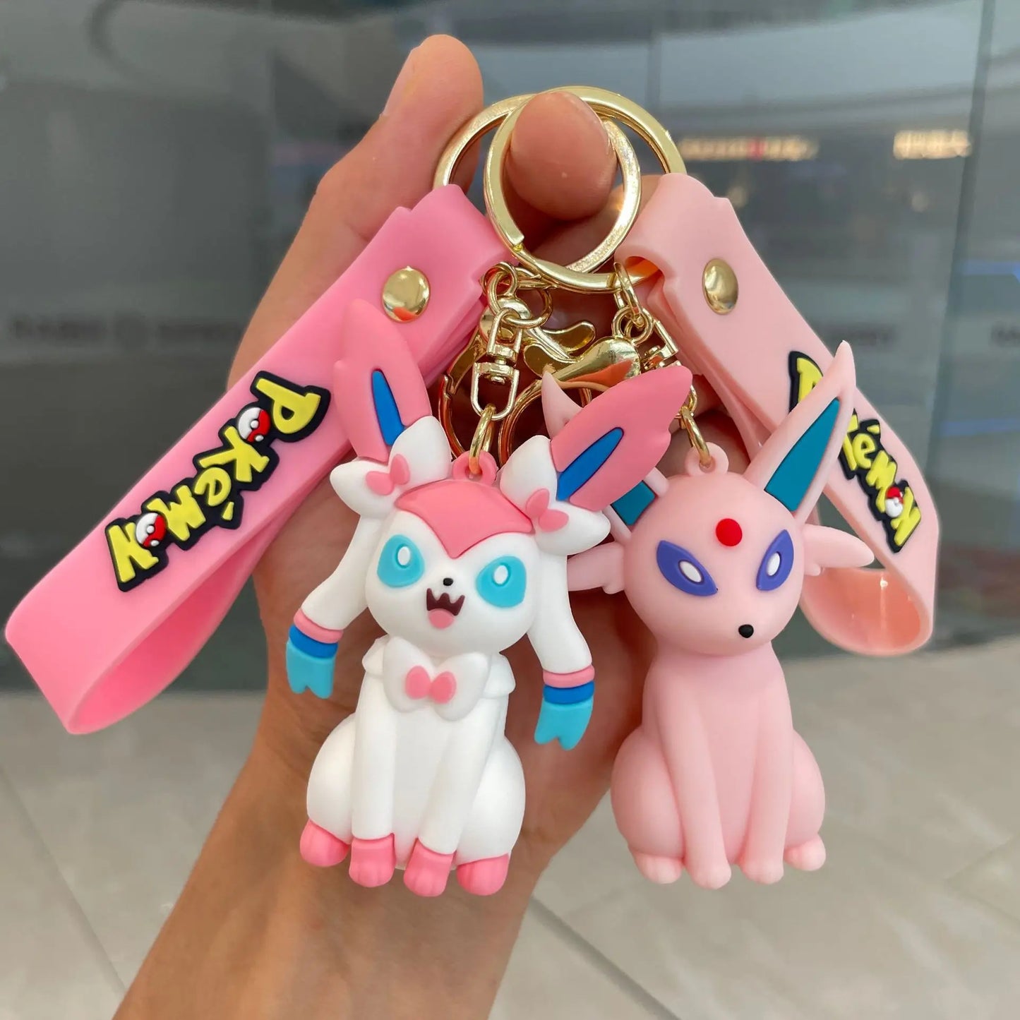 Pokemon Keychain Toys Cute Sylveon Vaporeon Leafeon Espeon Umbreon Kawaii Cartoon Anime PVC Bag Pendant Doll Kids Birthday Gift