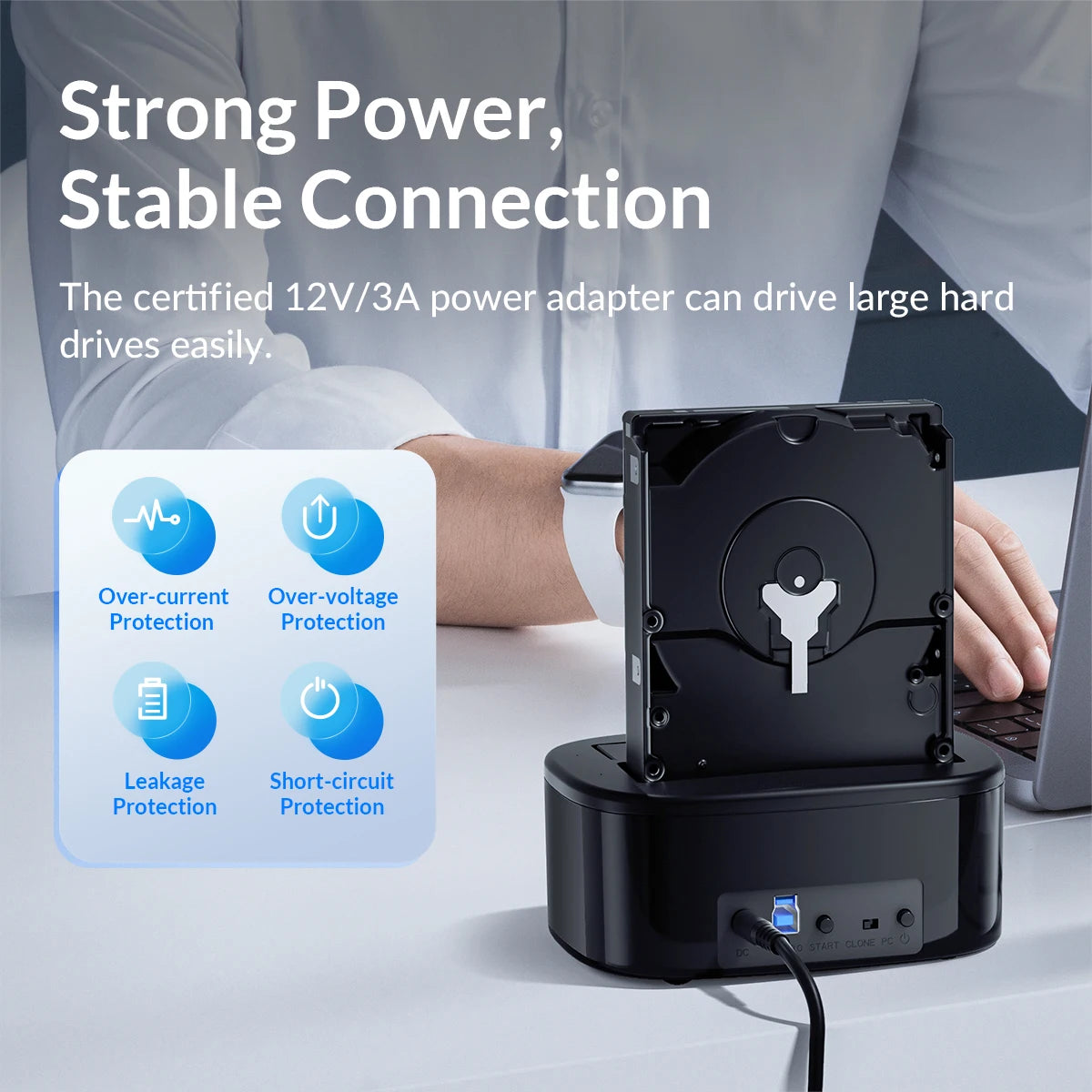 ORICO HDD Clone Docking Station USB 3.0 to SATA 3.0 Dual Bay Hard Drive Docking Station for 2.5/3.5 inch HDD SSD Case for PC