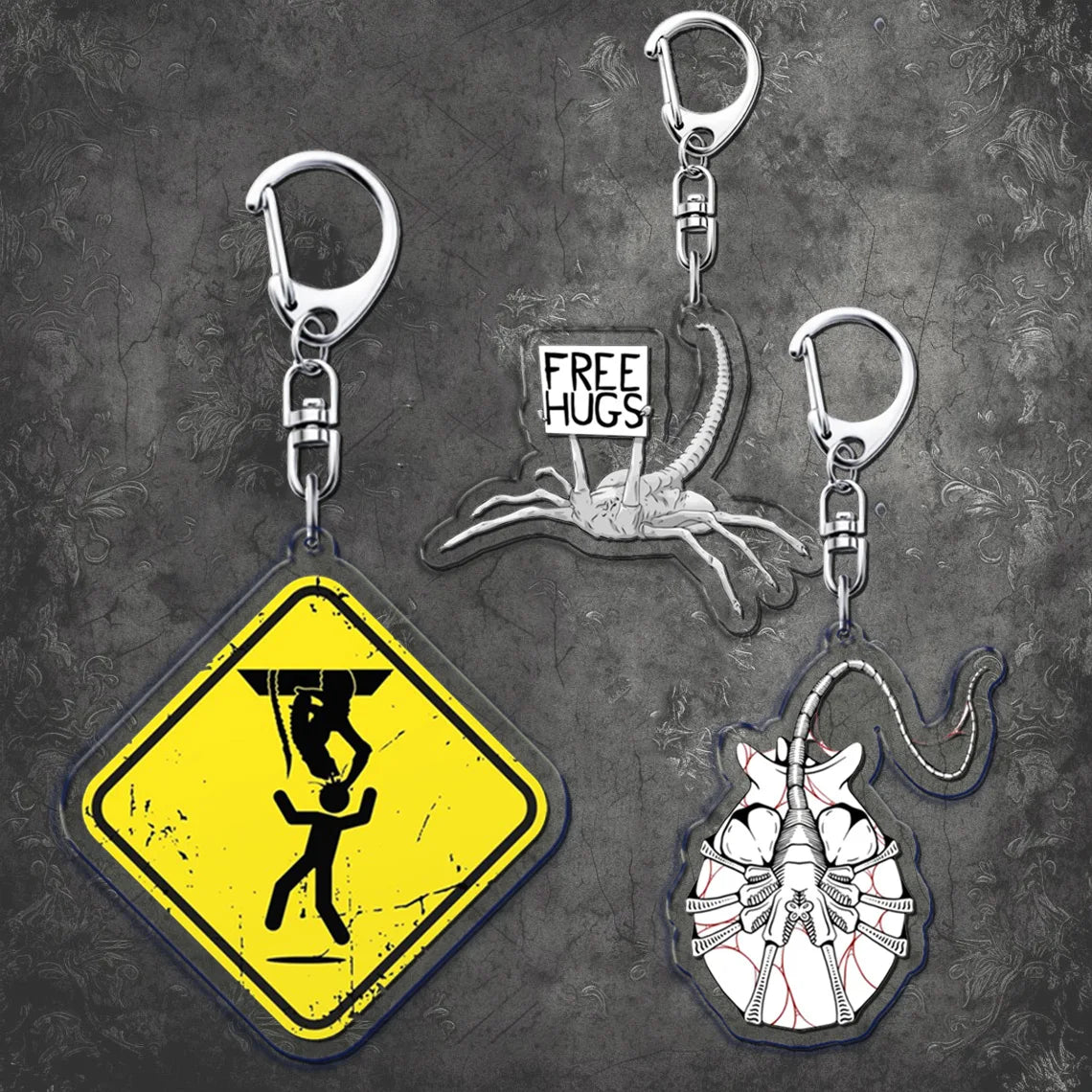 Horror Scary Classic Movie Keychain Key Chain Ring for Bag Xenomorph Sci Fi Keyring Jewelry Gamer Fans Gaming Gift