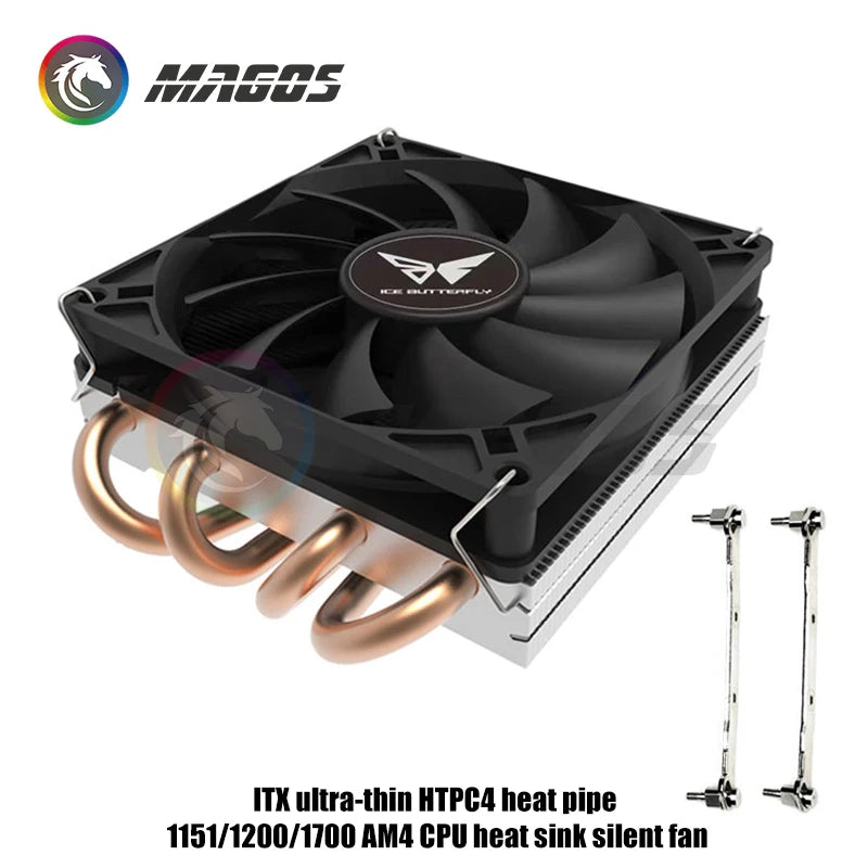 CPU Cooler for Mini ITX Case Ultra-thin Z39 4 HeatPipe CPU Radiator Support AMD/Intel Desktop Cabinet PC Air Cooing Fan 4Pin PWM