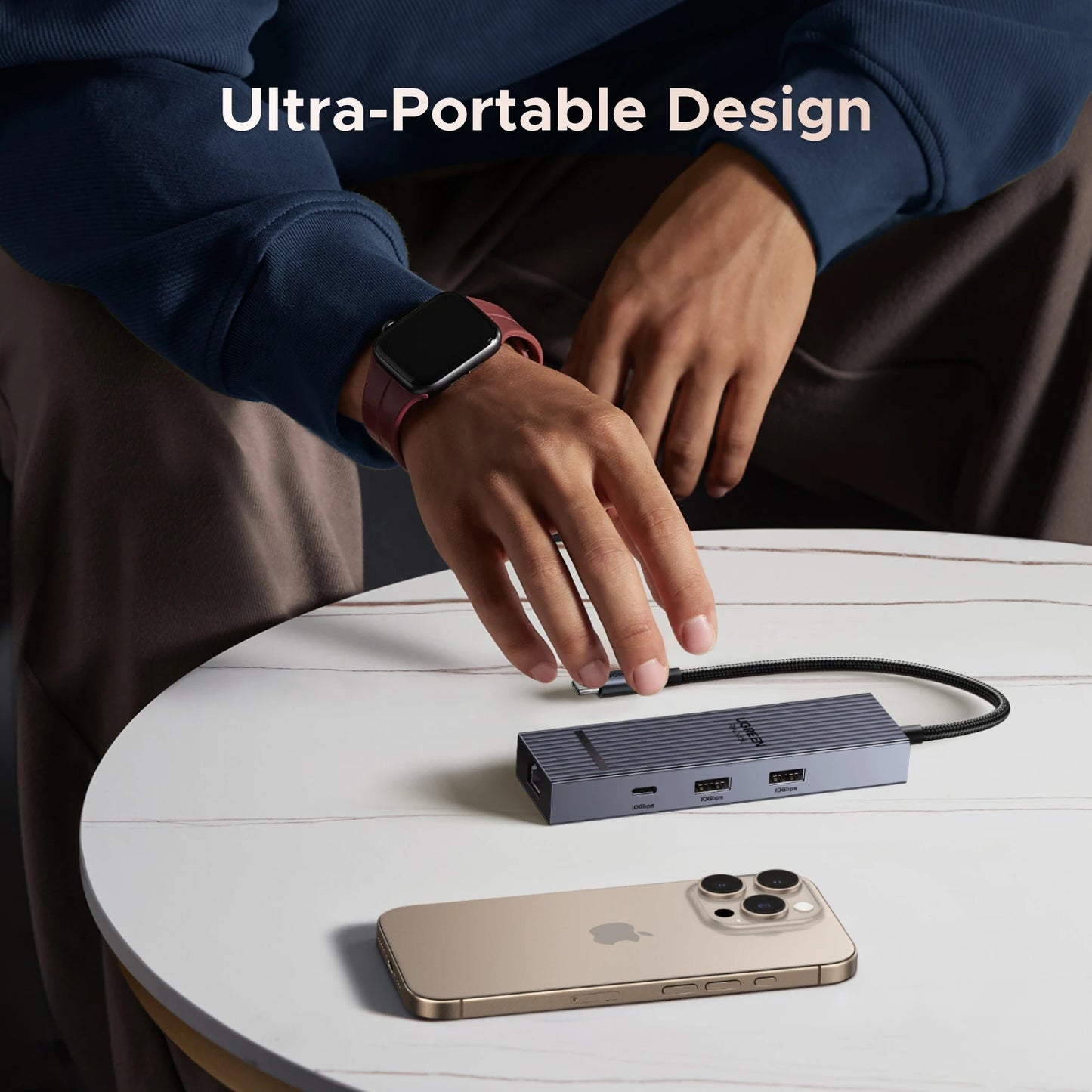 UGREEN 6 in 1 USB C HUB Gigabit Ethernet Adapter with 4K60Hz HDMI PD100W Charging 10Gbps USB A&C 3.2 Data Ports for Laptop iPad