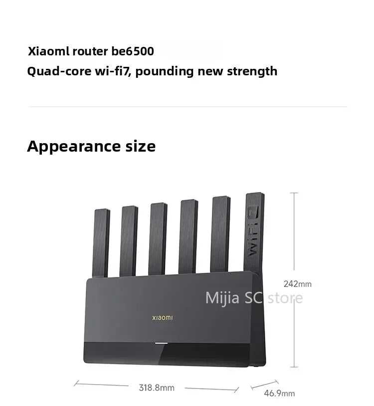 Xiaomi Mijia Router BE6500 WiFi 7 6500M Full 2.5G Network Port 4-core Qualcomm Processor loT Smart Linkage Network Security Home