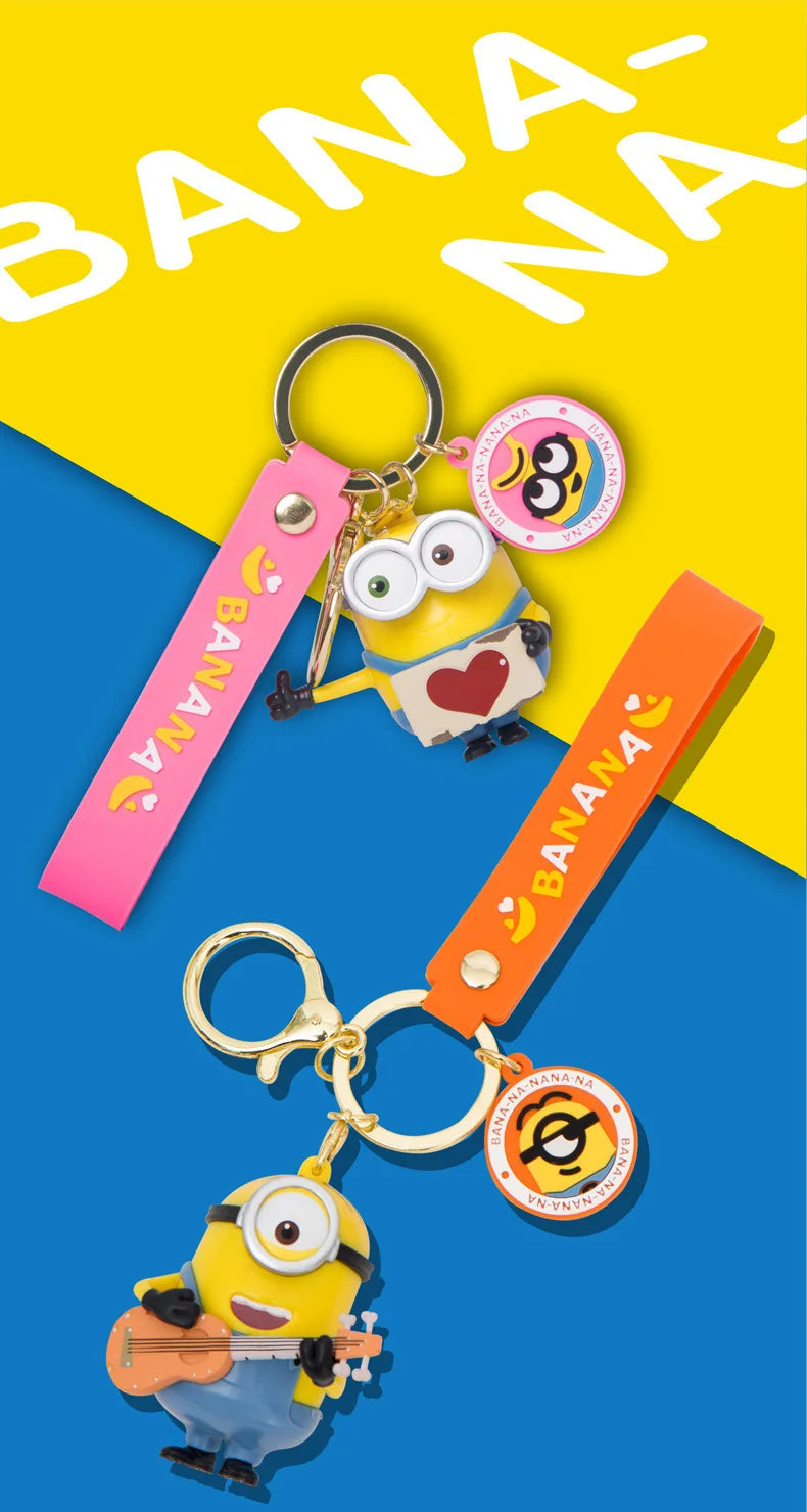 Cute Minion Keychain Cartoon Creative Exquisite Anime Doll Keychain Couple School Bag Pendant Accessories Gift