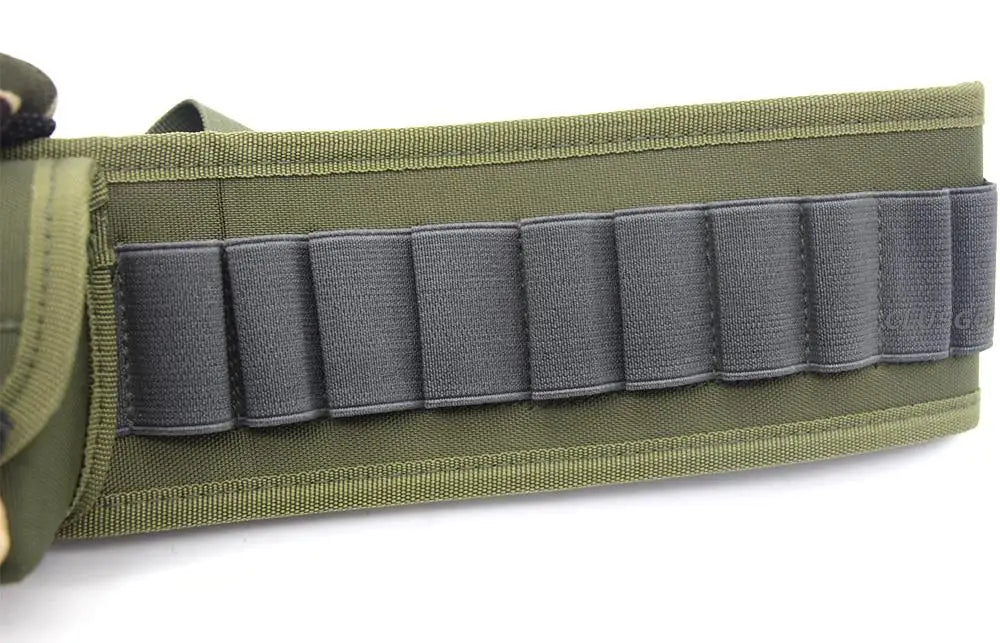 Tactical Bandolier Belt Shotgun Rifle 12 Gauge Cartridge Holder Bandolier Hold 30 Shells with Pocket & Quick Release Buckle