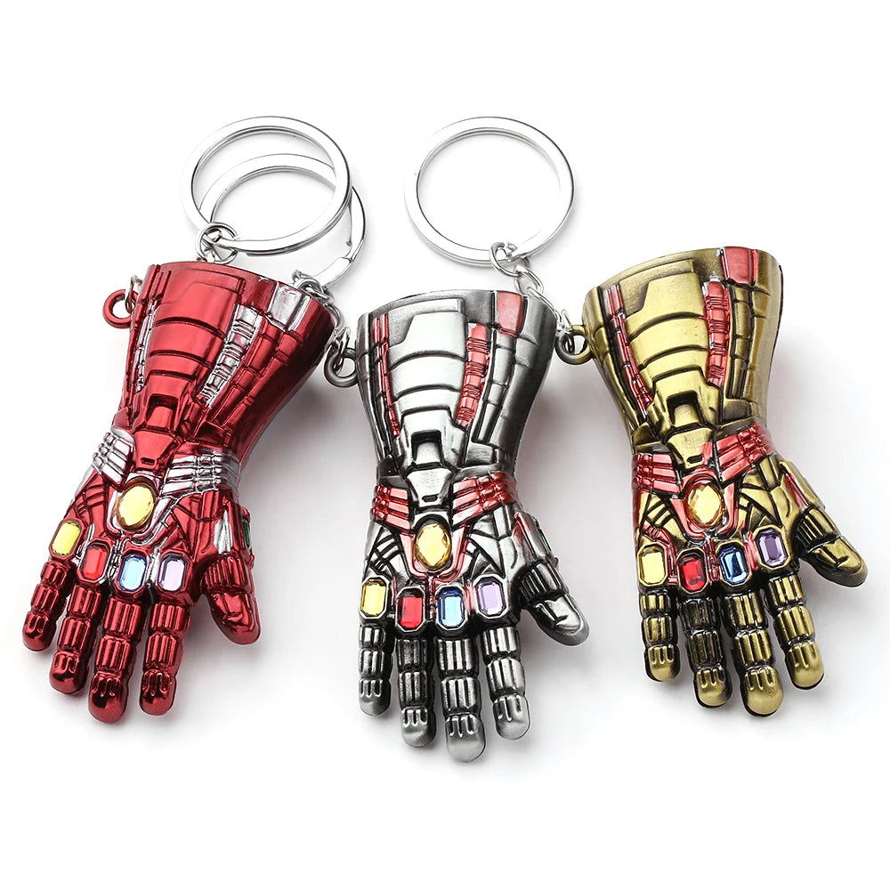 Marvel Superhero Keychain Avengers Thanos Infinity Gauntlet Metal Pendant Keyring Car Backpack Key Holder Decoration Accessories