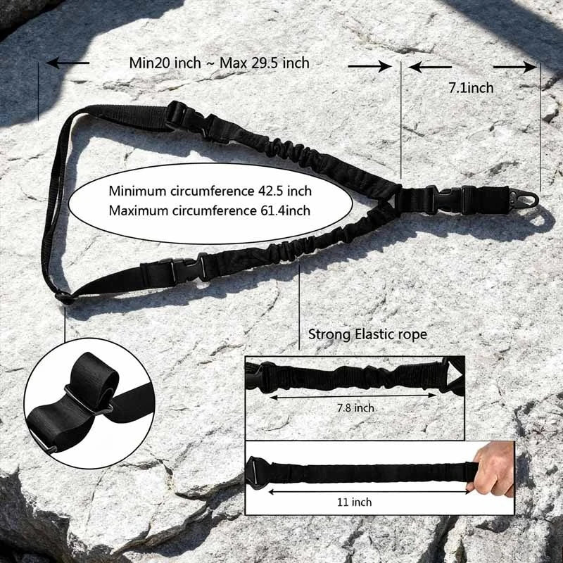 Tactical A-1 20mm Sling Swivel Adjustable 3 Point Bungee Gun Sling Airsoft Rifle Strapping Belt Hunting Shooting Accessories