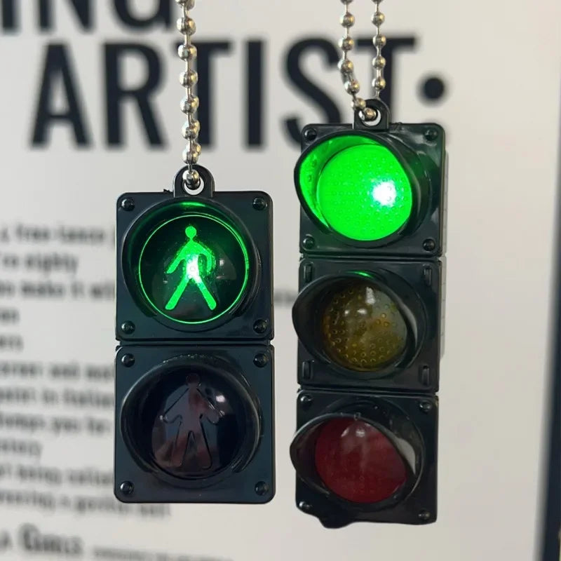 Simulation Electronic Traffic Light Keychain Pendant Pedestrian Light LED Light-emitting Toy Kids Cognitive Toy Gift Key Chain