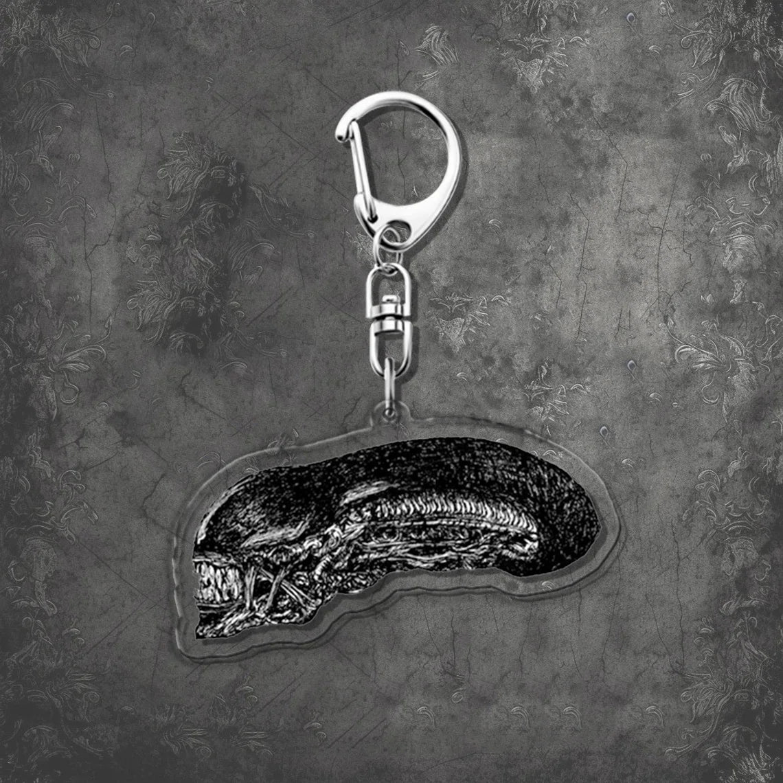 Horror Scary Classic Movie Keychain Key Chain Ring for Bag Xenomorph Sci Fi Keyring Jewelry Gamer Fans Gaming Gift