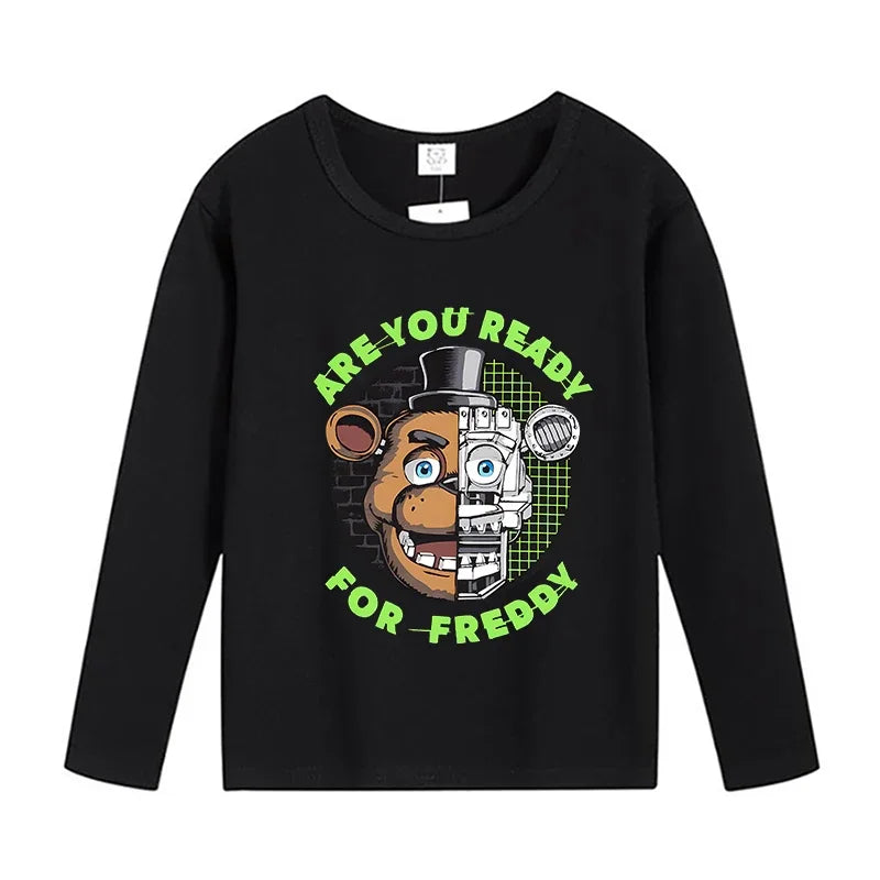 Five Nights At Freddys Long Sleeves Kids T-shirts Anime FNAF Tee Tops Cotton Fashion Children Clothes Undershirt Birthday Gift
