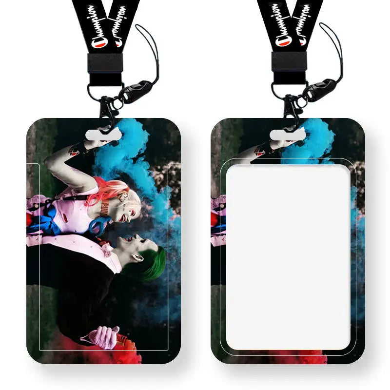 DC Joker Harley Quinn Anime Movie Periphery Student Campus Card Cover Creative Cartoon Lanyard Work Card Protective Cover Gifts