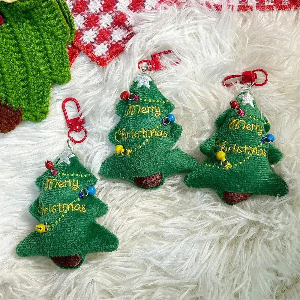 Keychain Pendant Car Key Backpack Decoration Cute Dopamine Little Bell Christmas Tree Plush Fashion Sweet