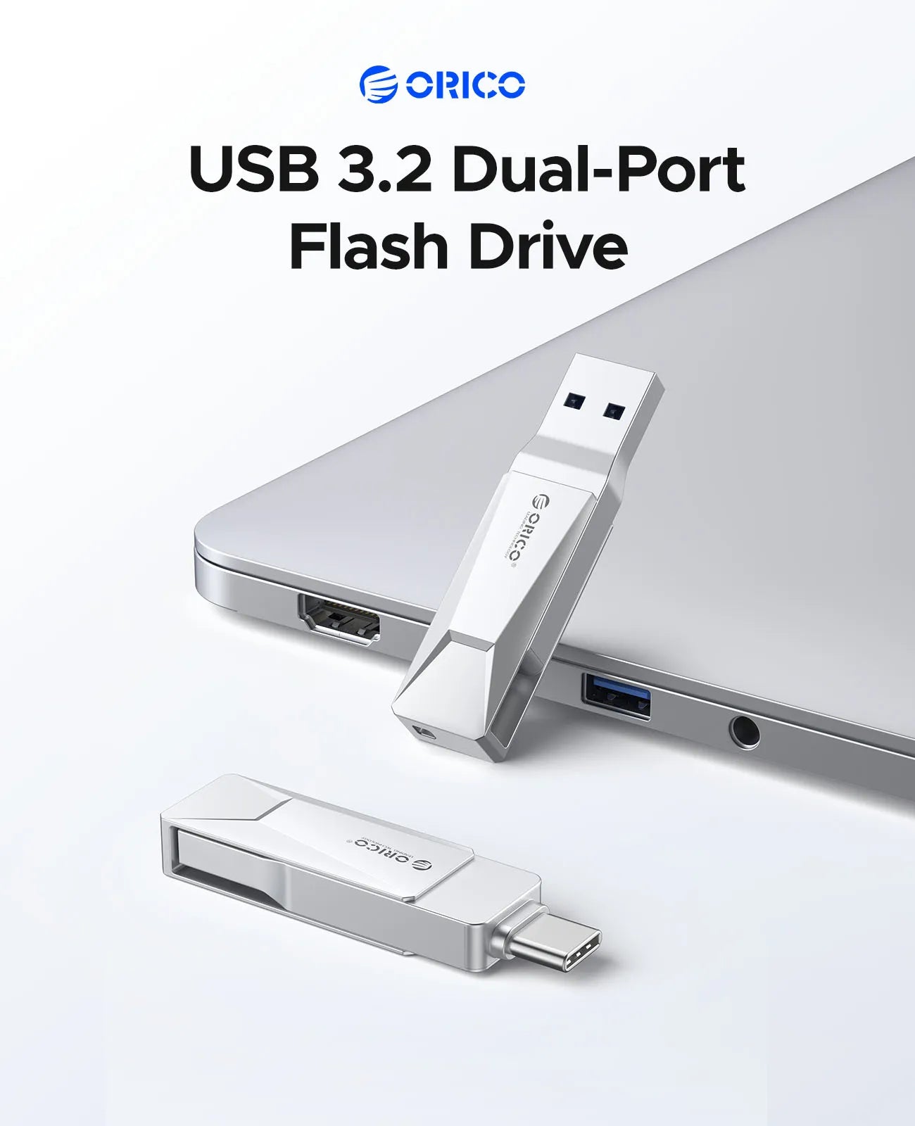 ORICO USB C Flash Drive Dual USB 3.2 Flash Drive Type C + USB A Portable Type-C Flash Drive 2-in-1 USB-C Thumb Drive