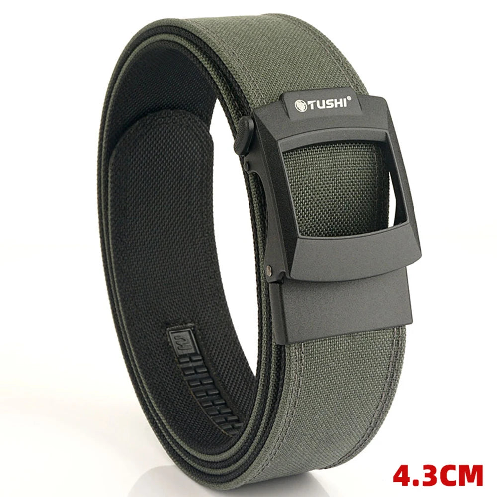 TUSHI 4.3cm Tactical Gun Belt for Men Multi-size 1100D Nylon Metal Automatic Buckle Police Military Belt Hunting IPSC Girdles