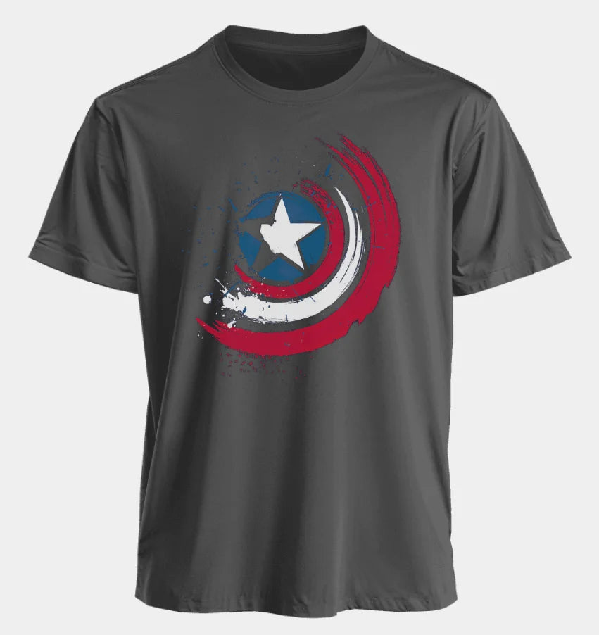 Marvel Men's and Women's T-shirts Captain America Summer Spring and Autumn New Classic Oversized Sporty Trendy Short-sleeved