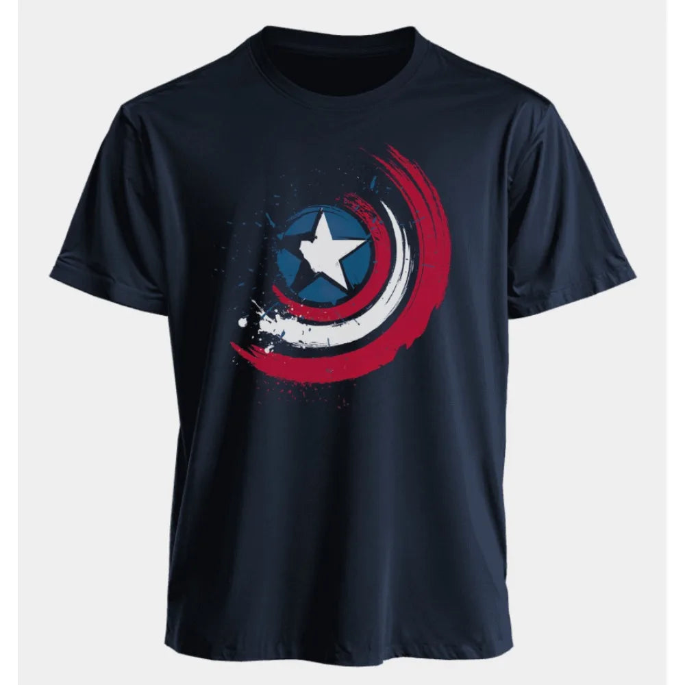Marvel Men's and Women's T-shirts Captain America Summer Spring and Autumn New Classic Oversized Sporty Trendy Short-sleeved