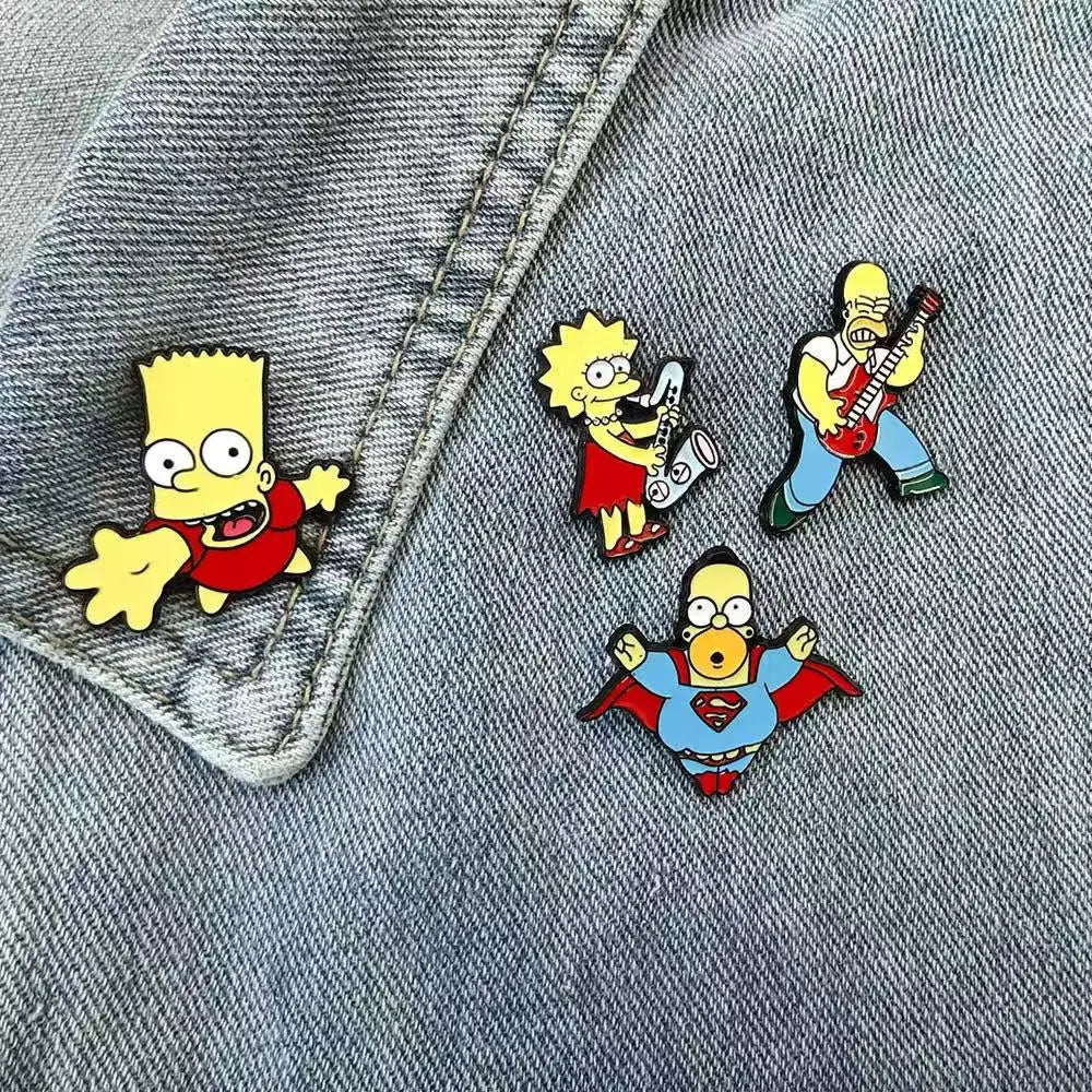 7pcs the Simpsons Enamel Pins Classic Anime Cute Funny Cartoon Brooch DIY Badge Jewelry for Clothes And Backpack Accessories