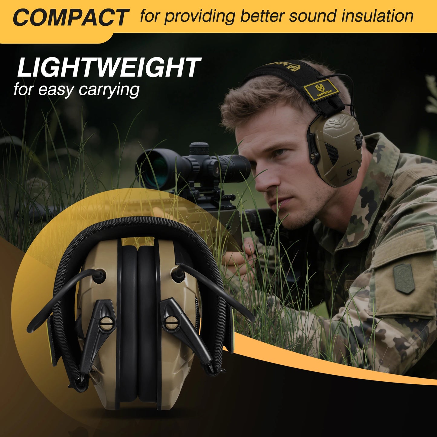Tactical  Electronic  Ear Defenders  Shooting Anti-noise Headphone Sound Amplification Hearing Protection Headset Foldable