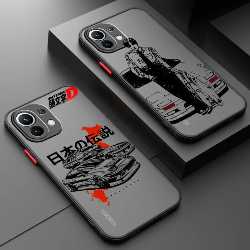 Initial D Anime Art Car Cool Frosted Translucent For Xiaomi Mi 13 12 12T 11T 11 11i 10T 10 9T Pro Lite Ultra 5G Back Phone Case