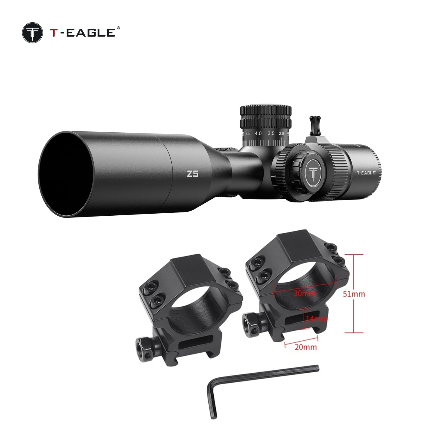 T-EAGLE ZS 3-12x44 FFP IR Rifle Scope Spotting Tactical Riflescope Strong Shockproof Air Gun Sight Hunting Optic Airsoft lunete