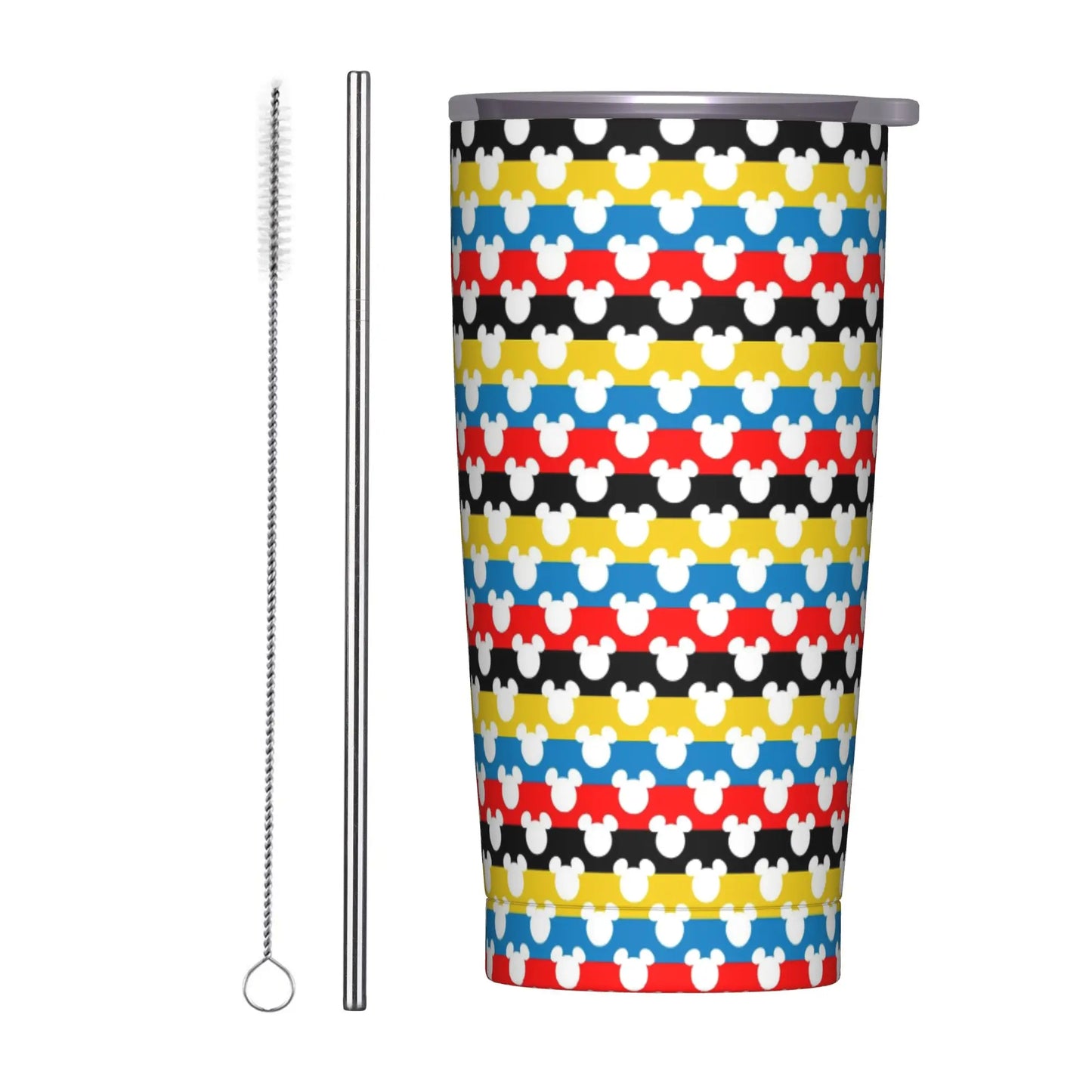 Cartoon Fantasia Mickey Tumbler Vacuum Insulated Magic Wizard Thermal Cup with Lid Straw Office Home Mugs Hot Cold Drink, 20oz