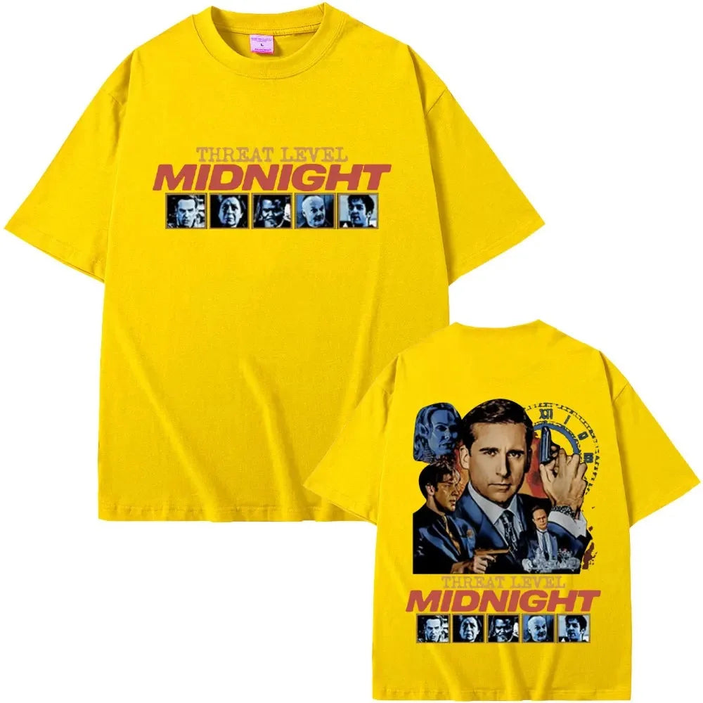 Threat Level Midnight Michael Scott Homage T-shirts Tv Series The Office Dwight Schrute Jim Halpert T Shirts Men Vintage T-shirt